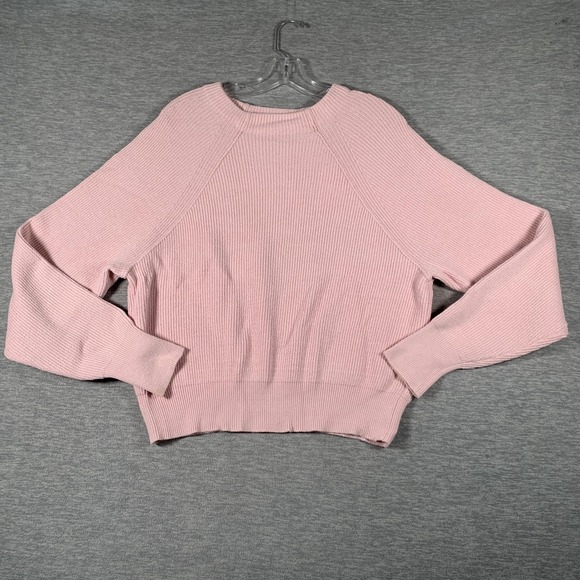 Free People Sweaters - Free People Sweater Womens Medium Pink Ribbed Knit Raglan Crewneck Pullover